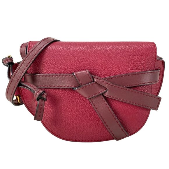 Loewe Handbags - LOEWE Mini Gate Bag - Raspberry Wine Soft Grain Calfskin Shoulder Bag